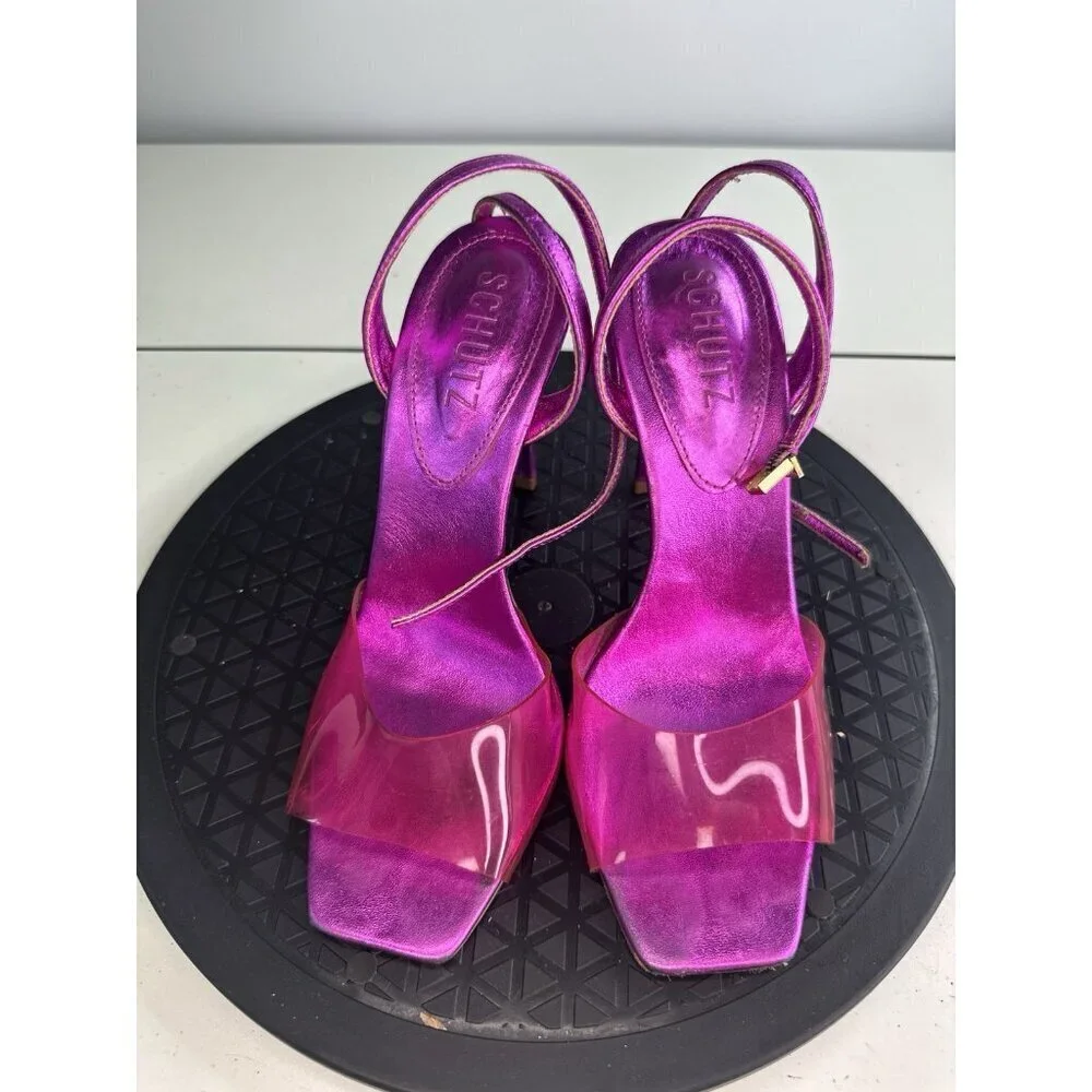 Schutz Jamili Barbie Pink Sandal Heels Size 6B